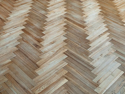 Herringbone parquet floor fitting in Penge